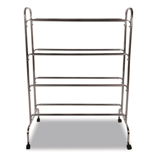 Powder-Coated Ball Cart, Metal, 132 lb Capacity, 17 x 41 x 53, Silver
