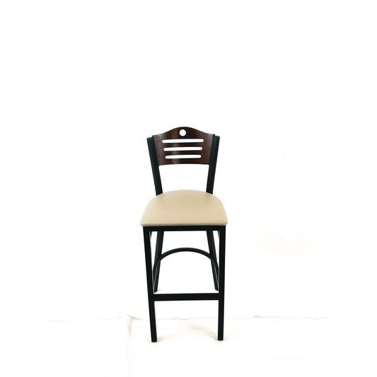 Eagle Series Barstool, Supports Up to 300 lb, 28.5" Seat Height, Taupe Seat, Dark Walnut Back, Black Base