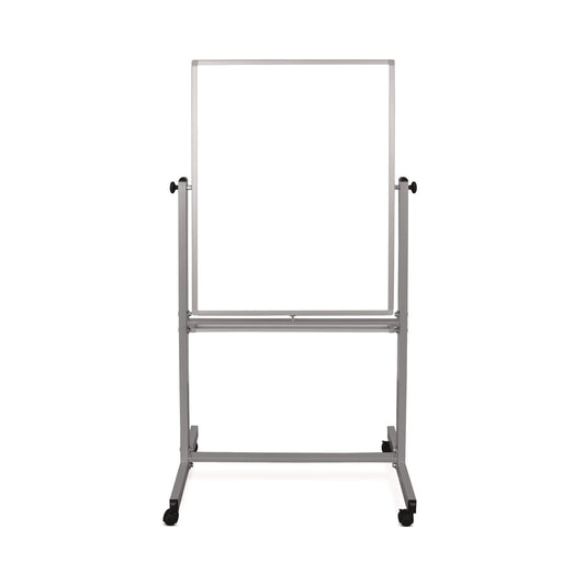 Mobile Magnetic Whiteboard, 36" x 68", White Surface, Satin Aluminum Frame