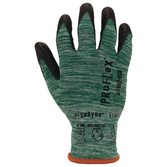 ProFlex 7002-ECO Recycled PU Coated Gloves, EN388: 3131, 8.25" Long, X-Large, Green, Pair