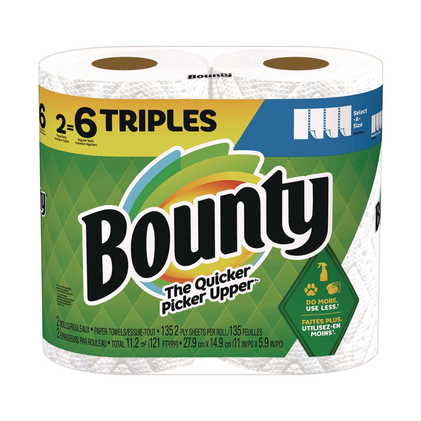 Select-a-Size Kitchen Roll Paper Towels, 2-Ply, 11 x 5.9, White, 135 Sheets/Roll, 2 Rolls/Pack
