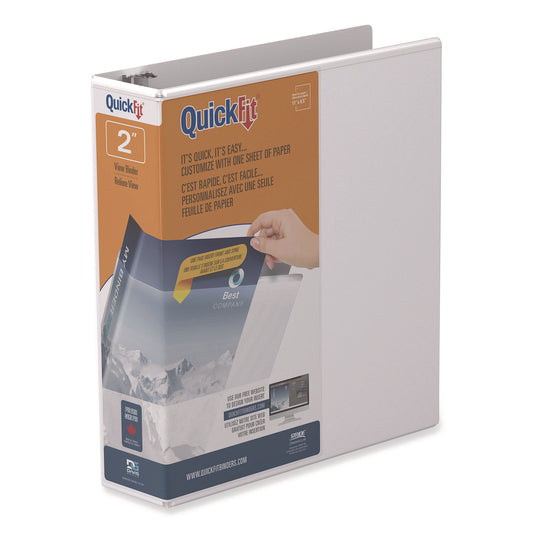 Quickfit D-Ring View Binder, 3 Rings, 2" Capacity, 11 X 8.5, White