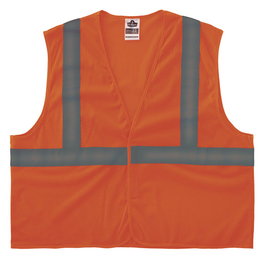 GloWear 8205HL-ECO Class 2 Recycled Hi-Vis Vest, Mesh, Polyester, X-Small, Orange