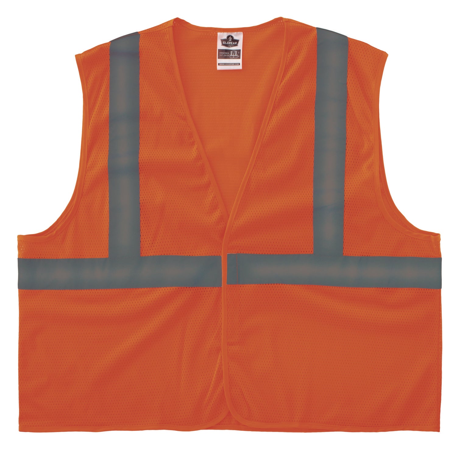 GloWear 8205HL-ECO Class 2 Recycled Hi-Vis Vest, Mesh, Polyester, 2X-Large/3X-Large, Orange