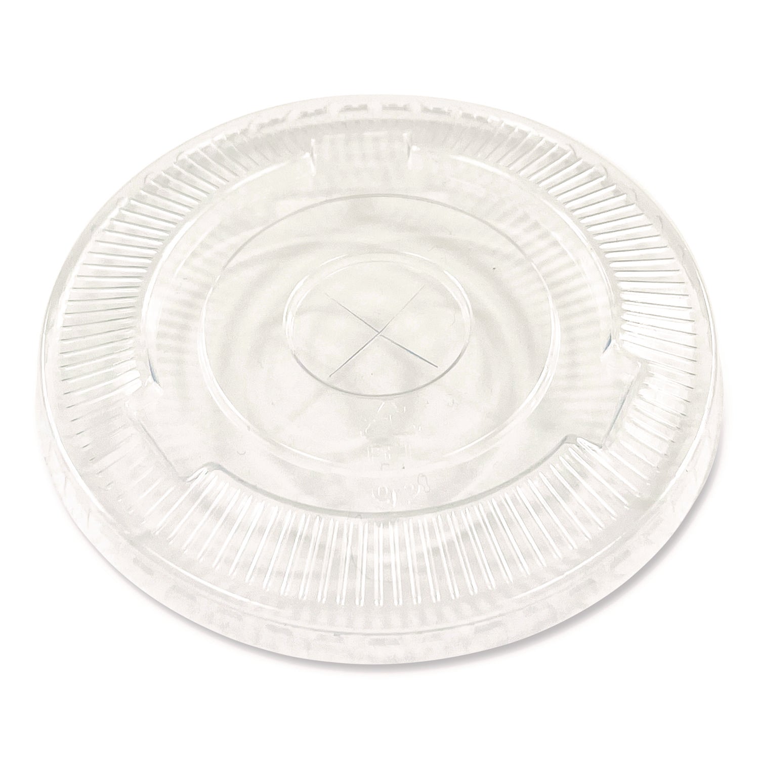 PET Cold Cup Straw-Slot Lids, Fits 9 oz Squat/12 oz Cold Cups, Plastic, Clear, 100/Pack
