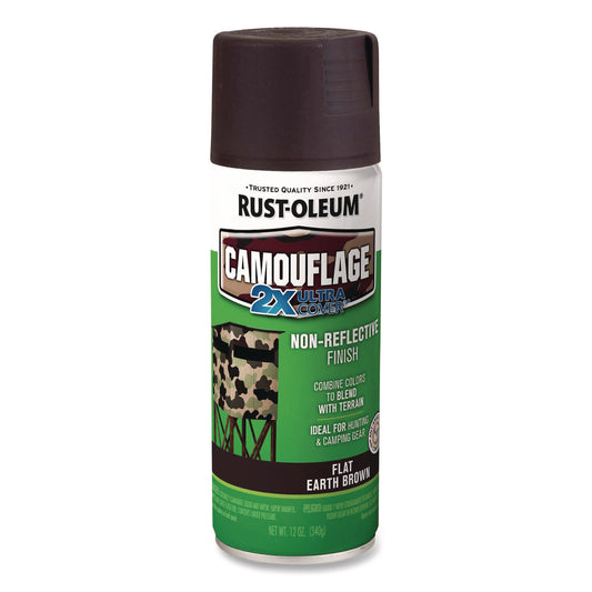Camouflage Spray Paint, Flat Earth Brown, 12 oz Aerosol Can