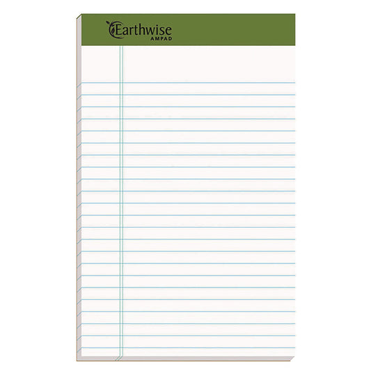 Earthwise Recycled Paper Legal Pads, Wide/Legal Rule, (40) White 5 x 8 Sheets, 6/Pack