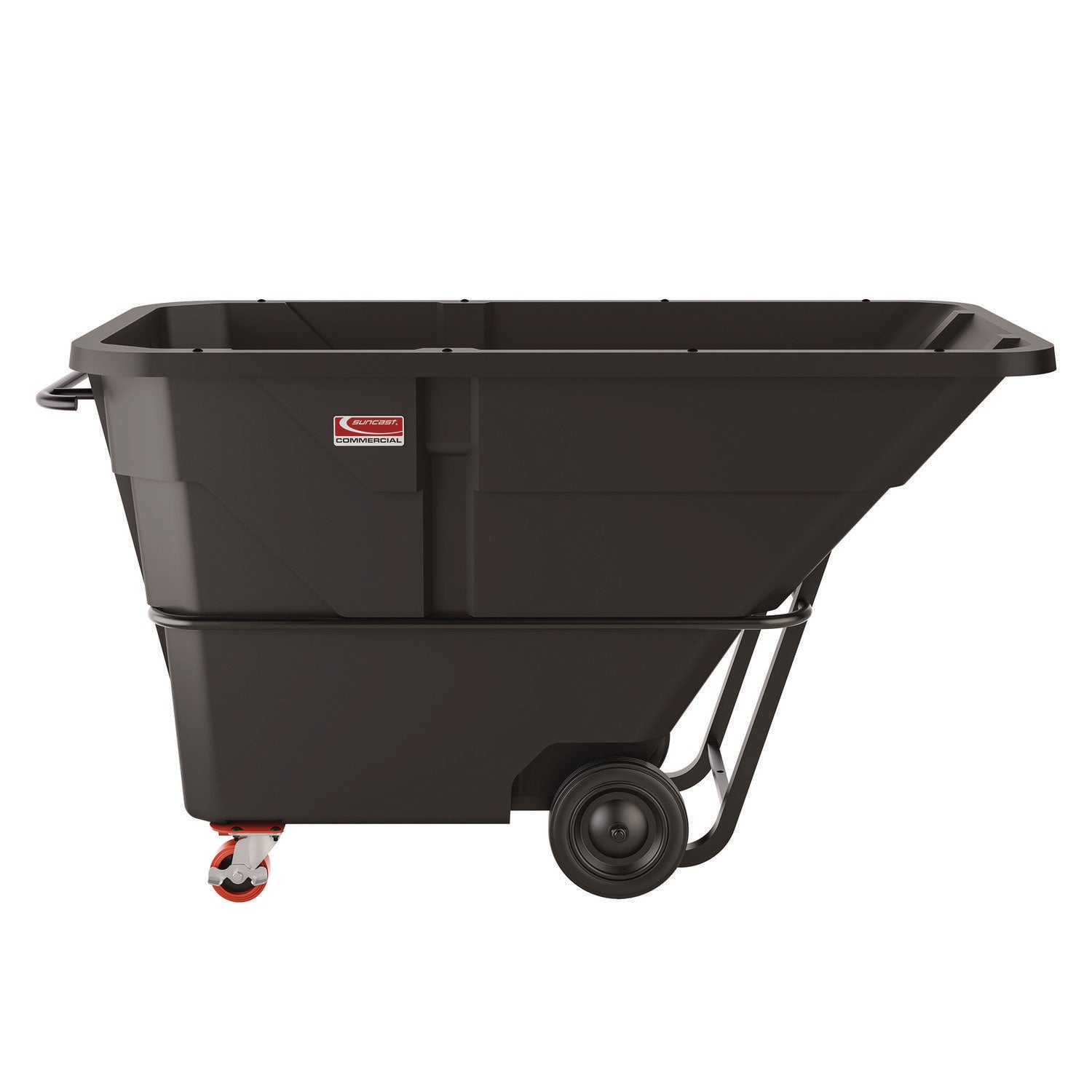 1.5 cu yd Standard Duty Tilt Truck, Forkliftable Frame, 1,300 lb Capacity, Black/Red