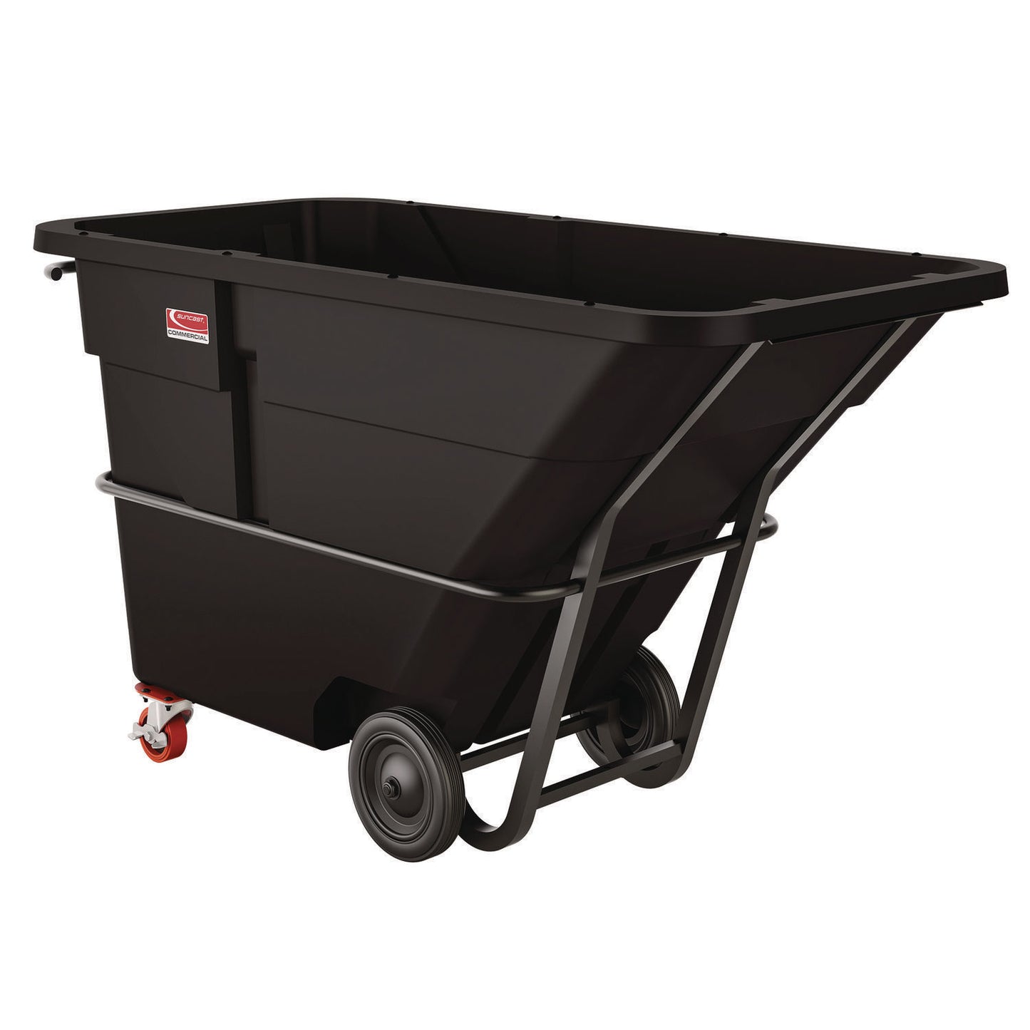 1.5 cu yd Standard Duty Tilt Truck, Forkliftable Frame, 1,300 lb Capacity, Black/Red