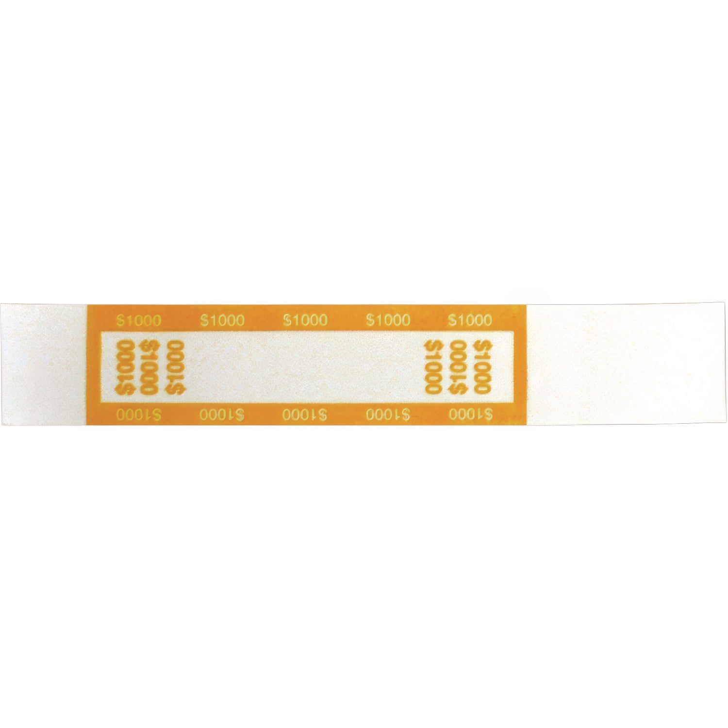 Currency Straps, Self-Adhesive, Tens, $1,000 Strap, Yellow/White, 1,000/Pack