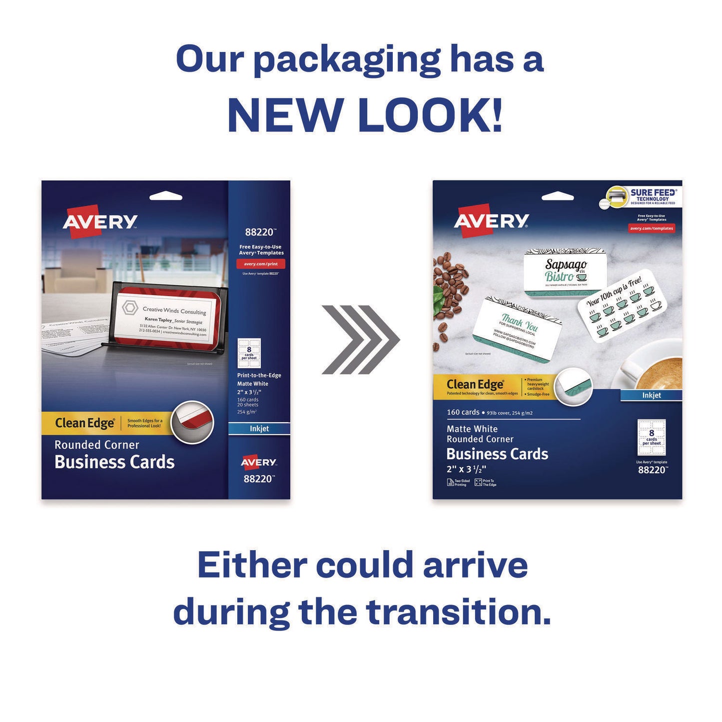 Print-to-the-Edge Business Cards with Rounded Corners, Inkjet, 2 x 3.5, White, 8 Cards/Sheet, 20 Sheets/Pack