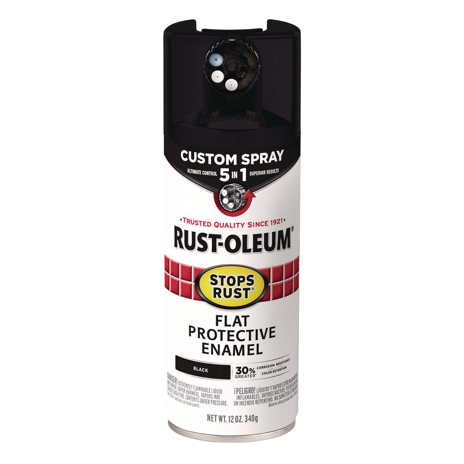 Stops Rust 5-in-1 Spray Paint, Flat Black, 12 oz Aerosol Can