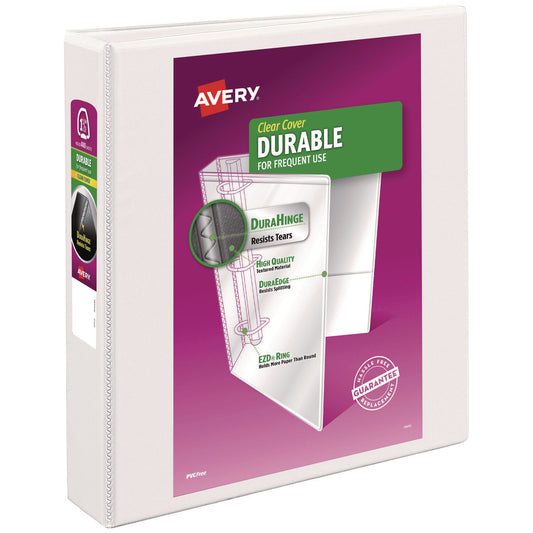 Durable View Binder With Durahinge And Ezd Rings, 3 Rings, 1.5" Capacity, 11 X 8.5, White, (9401)