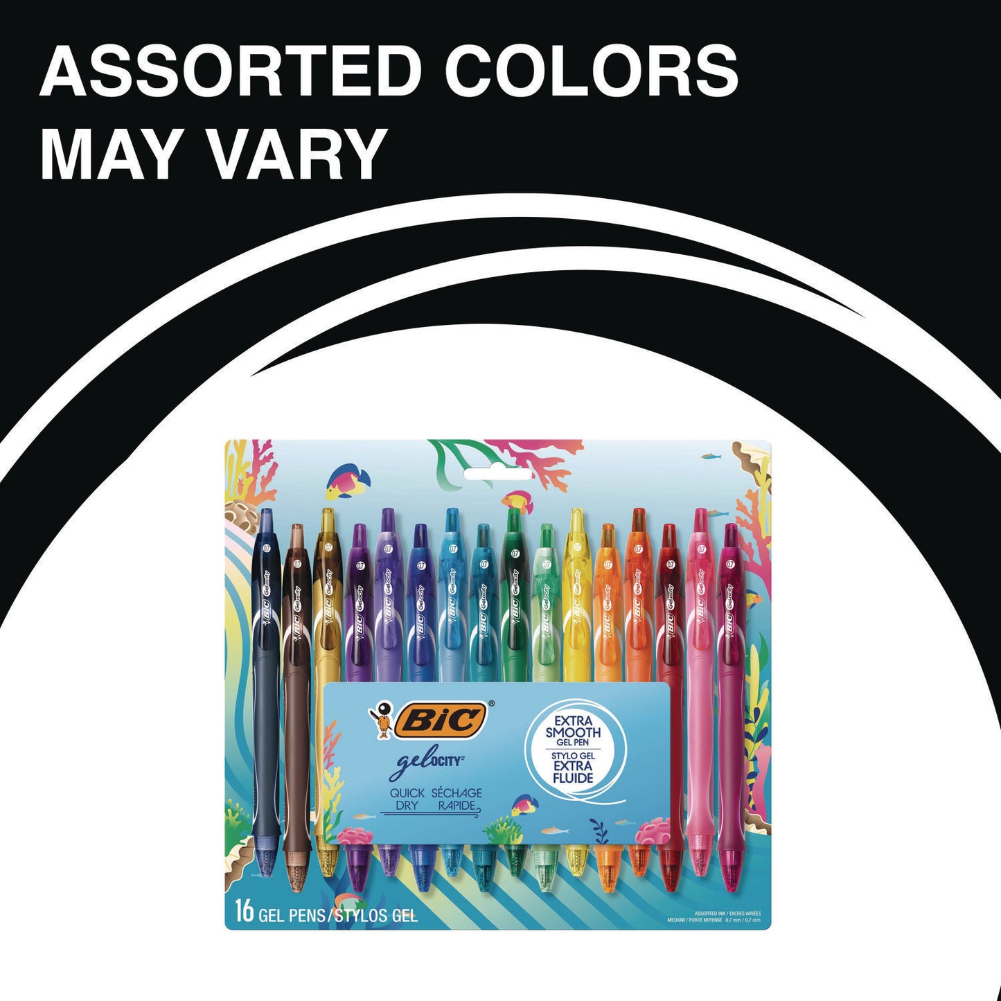 Gel-ocity Quick Dry Gel Pen, Retractable, Medium 0.7 mm, Assorted Ink and Barrel Colors, 16/Pack