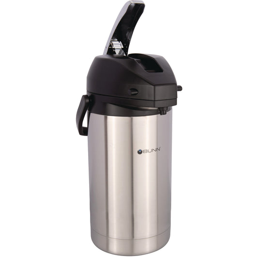 Lever Action Airpot, 101 oz, Stainless Steel/Black