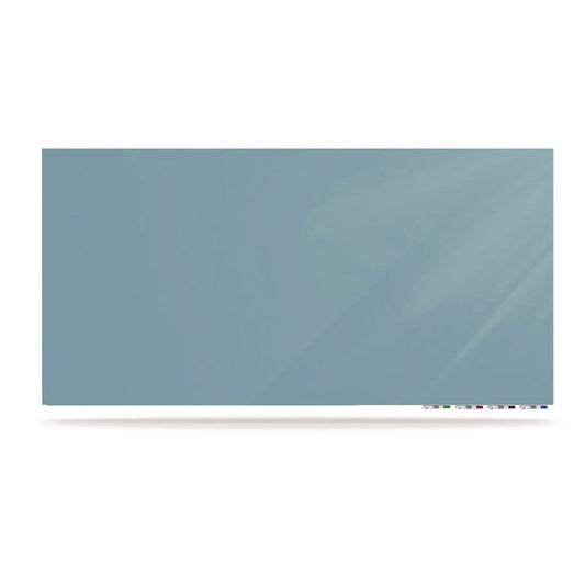 Aria Low-Profile Frameless Magnetic Glassboard, 36" x 24", Denim Blue Surface