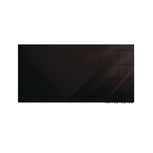 Aria Low-Profile Frameless Magnetic Glassboard, 60" x 36", Black Surface