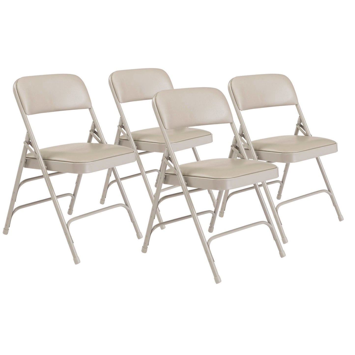 1300 Series Premium Vinyl Upholstered Triple Brace Double Hinge Folding Chair, Supports 500 lb, Gray Seat/Back/Base, 4/Carton