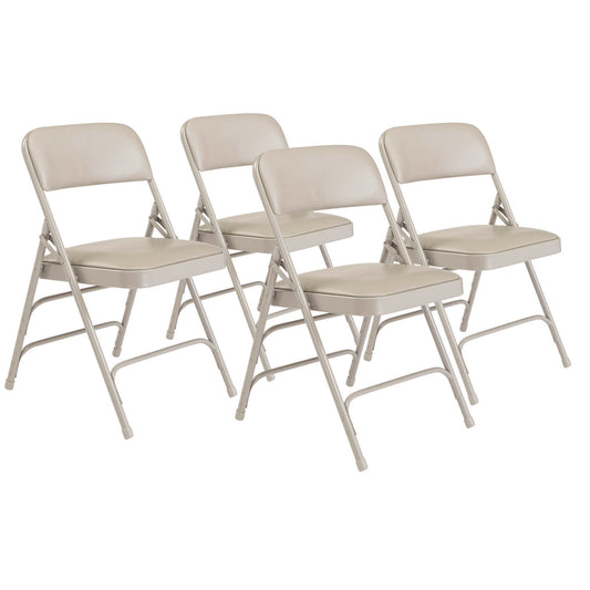 1300 Series Premium Vinyl Upholstered Triple Brace Double Hinge Folding Chair, Supports 500 lb, Gray Seat/Back/Base, 4/Carton