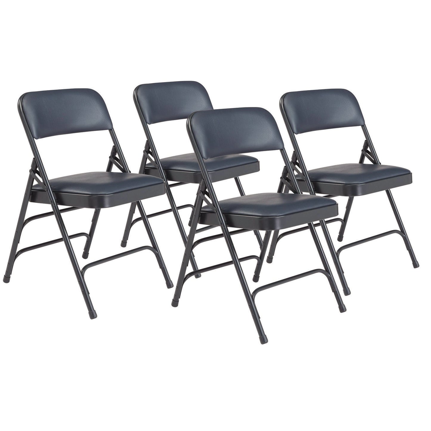 1300 Series Premium Vinyl Upholstered Triple Brace Double Hinge Folding Chair, Supports 500 lb, Blue Seat/Back/Base, 4/Carton