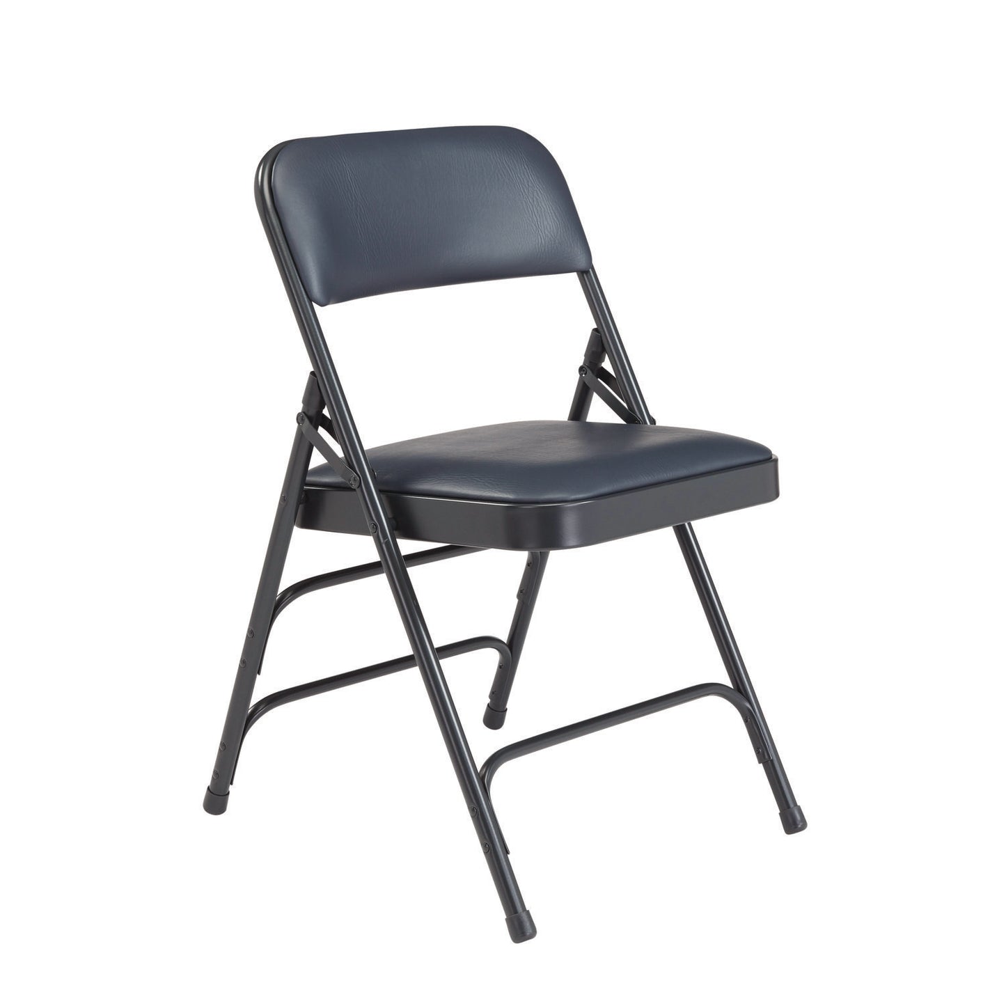 1300 Series Premium Vinyl Upholstered Triple Brace Double Hinge Folding Chair, Supports 500 lb, Blue Seat/Back/Base, 4/Carton
