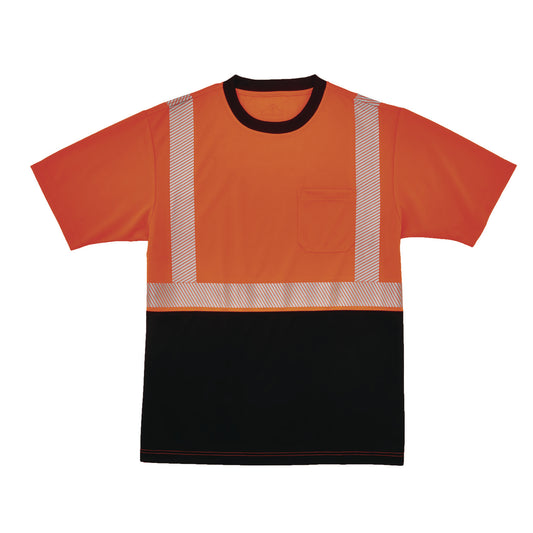 GloWear 8280BK Class 2 Performance T-Shirt with Black Bottom, 6X-Large Long, Orange