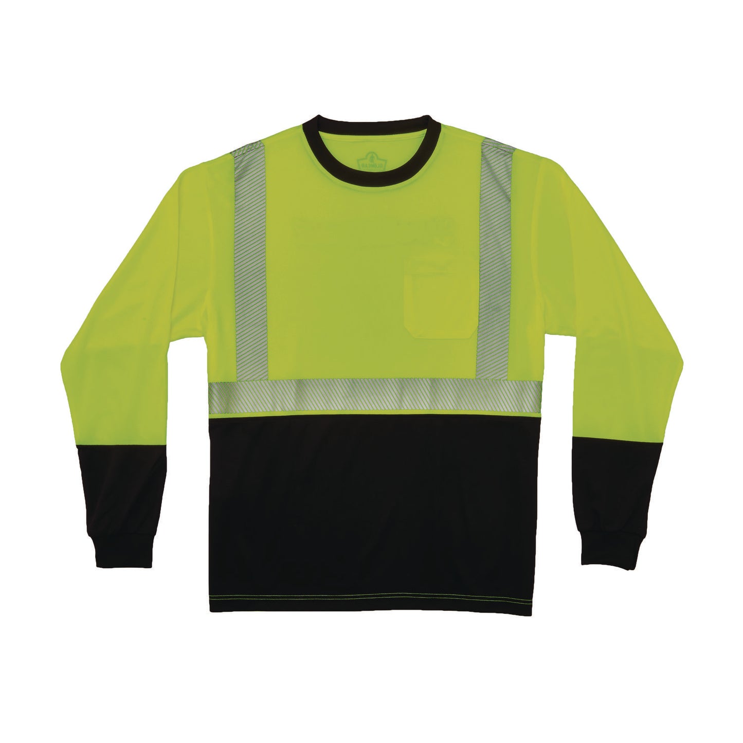 GloWear 8281BK Class 2 Long Sleeve Shirt with Black Bottom, 3X-Large Long, Lime
