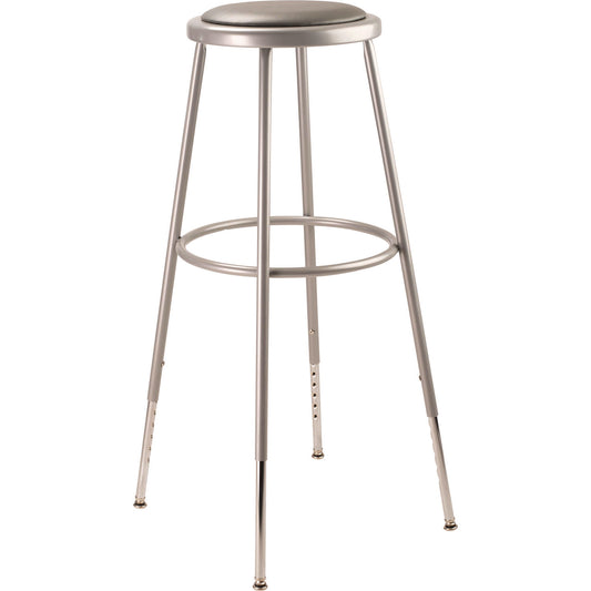 6400 Series Height Adjust Heavy Duty Vinyl Padded Steel Stool, Backless, Support 500lb, 30.5" to 38.5" Height, Gray Seat/Base