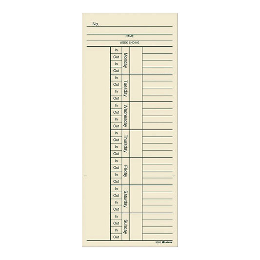 Time Cards for Acroprint, Amano and Lathem Time Clocks, Two Sides, 3.4 x 8.25, 200/Pack