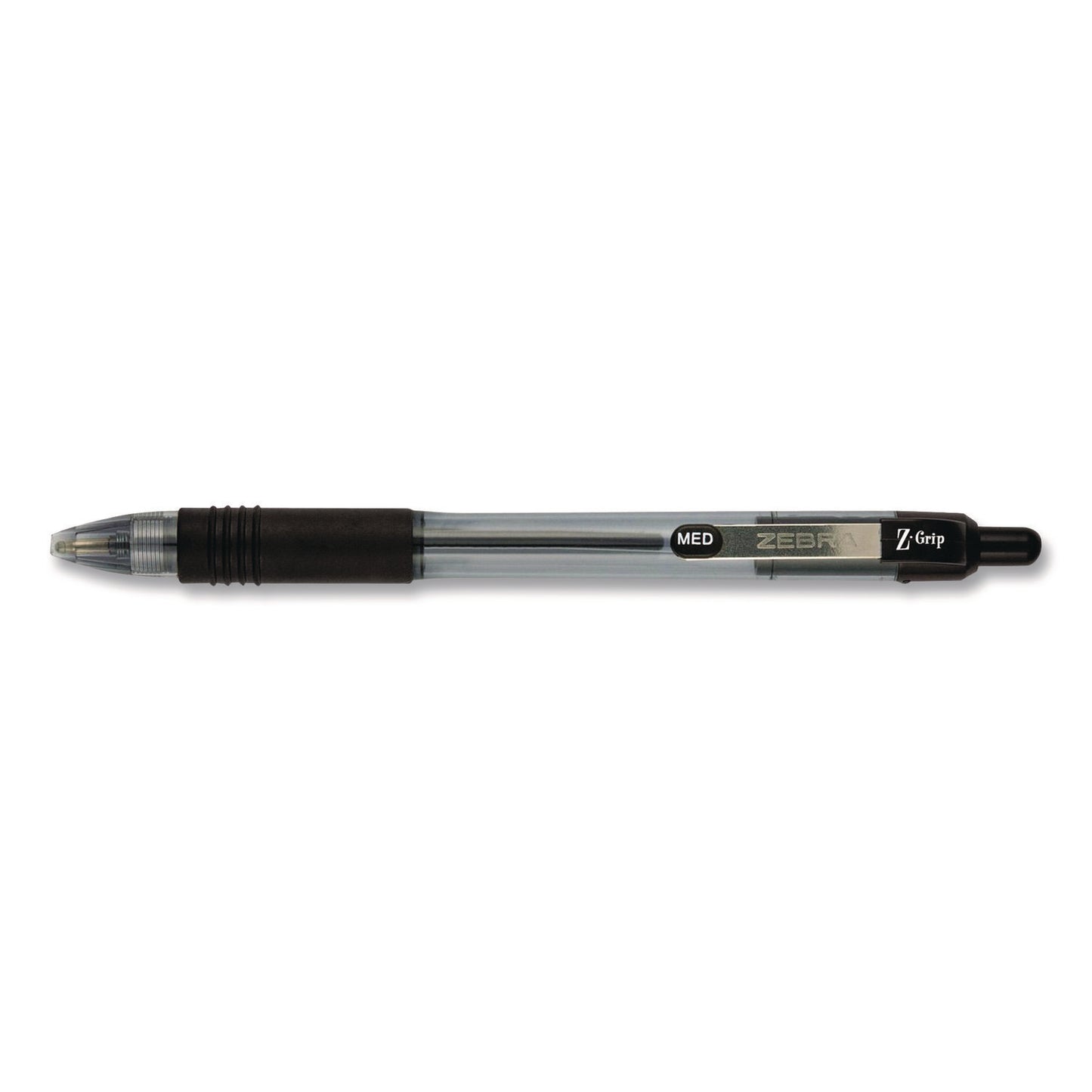 Z-Grip Ballpoint Pen, Retractable, Medium 1 mm, Black Ink, Clear/Black Barrel, 18/Pack