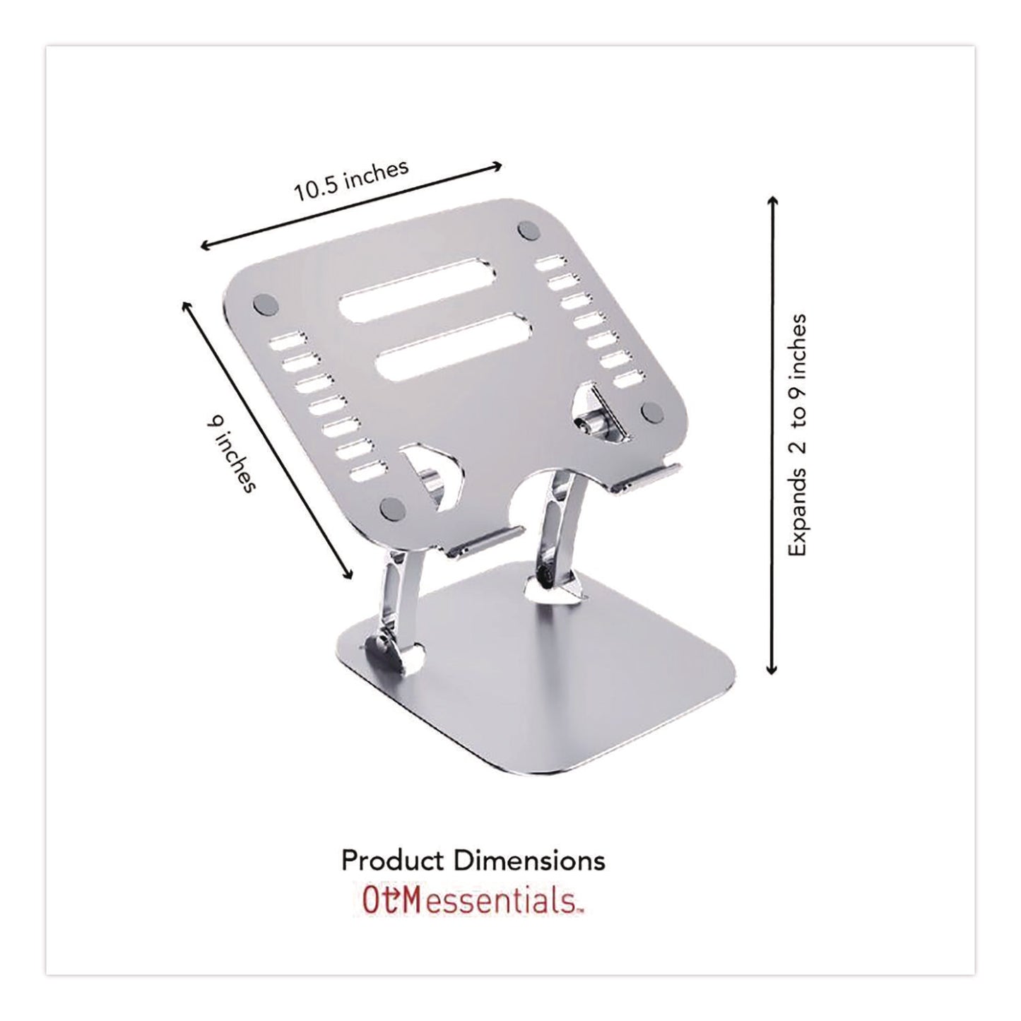 Adjustable Laptop Riser Stand, 10.62" x 9" x 1.5" to 5", Silver