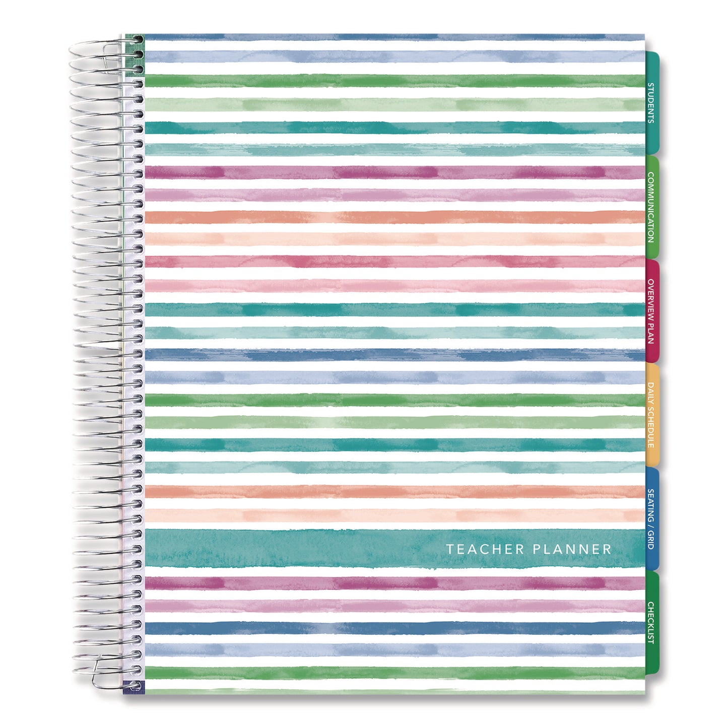 Deluxe Teacher's Academic Weekly/Monthly Planner, 7 Classes, Rainbow Artwork, Multicolor Cover, 11 x 8.5 Sheets, 52-Week Span