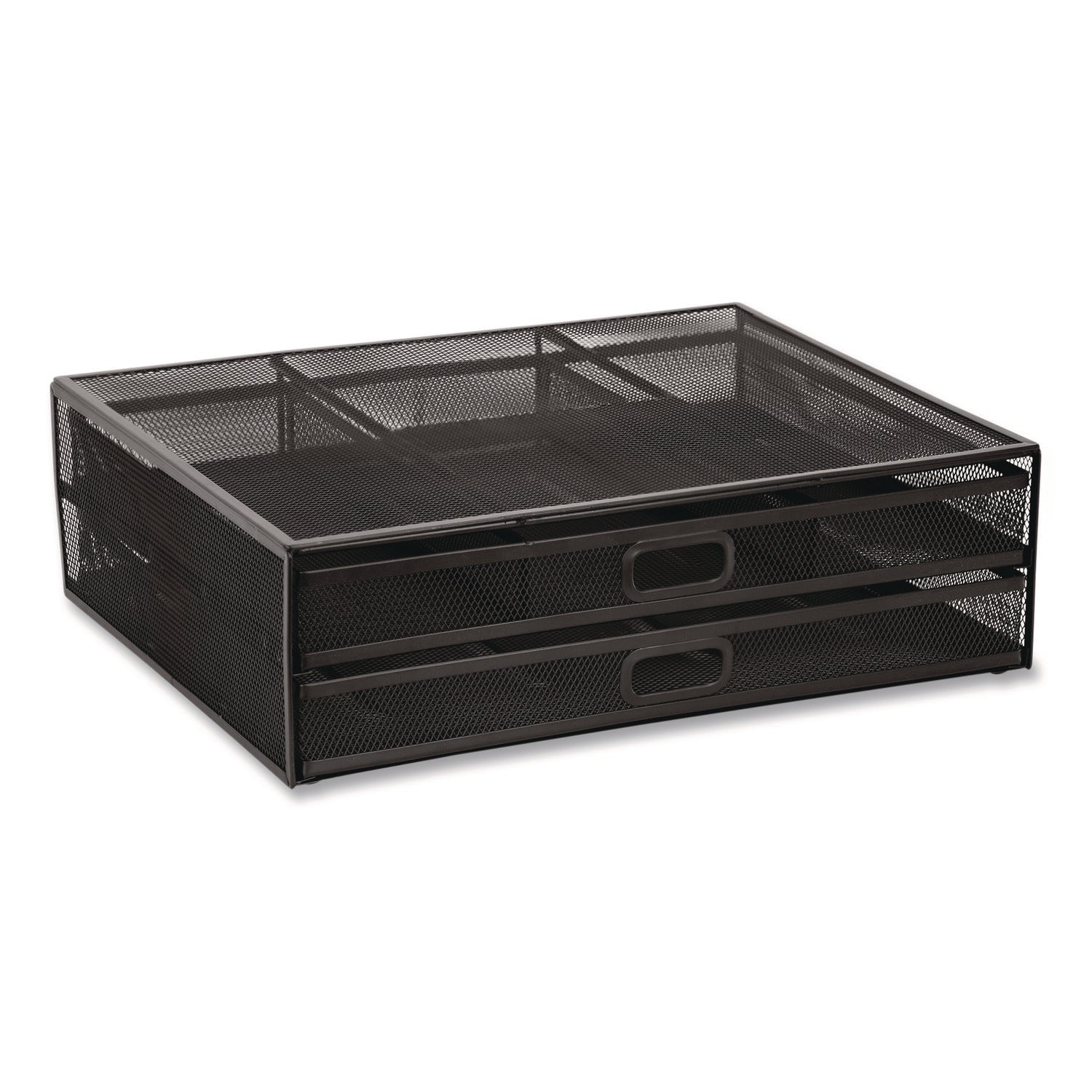 Metal Mesh Monitor Stand with Storage Drawers, For Up to 32" Monitors, 15.8" x 11.8" x 4.7", Black, Supports 30 lb