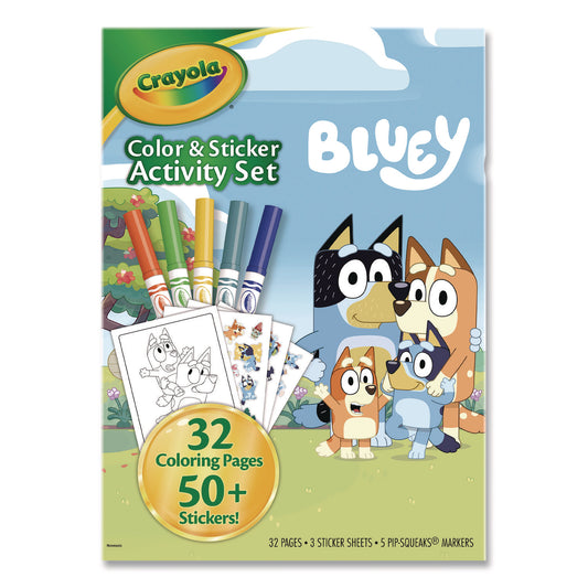 Bluey Color and Sticker Activity Set, Includes Five Markers, Ages 3 and Up, 32 Pages