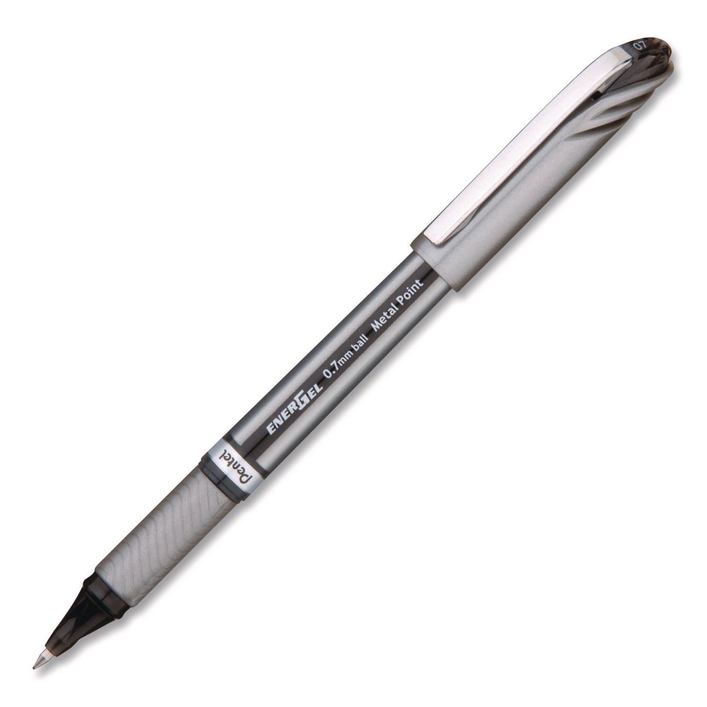 EnerGel NV Gel Pen, Stick, Medium 0.7 mm, Black Ink, Gray/Black Barrel