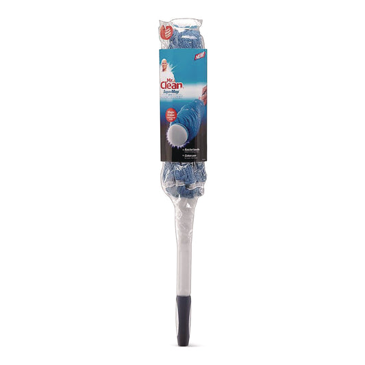SuperMop with Magic Eraser, 3.5" Blue Cotton Head, White Nylon Handle