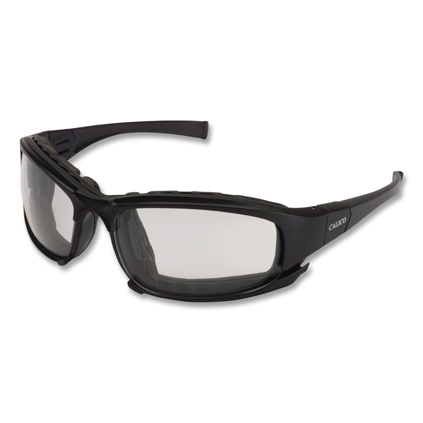 V50 Calico Safety Eyewear with Head Strap, Black Full Frame, Clear Dual Anti-Fog Lens