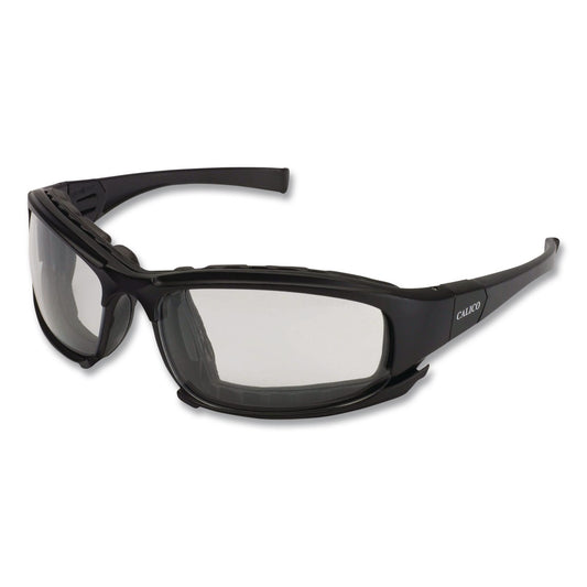 V50 Calico Safety Eyewear with Head Strap, Black Full Frame, Clear Dual Anti-Fog Lens