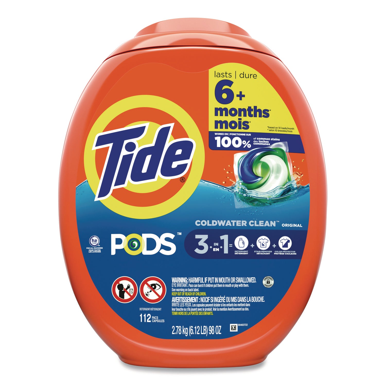 PODS Laundry Detergent, Pods, Tide Original Scent, 112 Pods/Tub