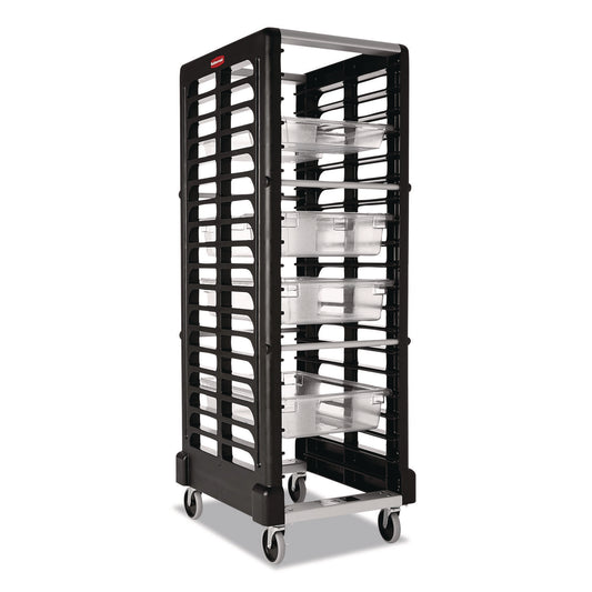 End Loader Rack for Food Boxes and Sheet Pans, 18 Rack, Plastic, 23.75" x 28.75" x 67.88", Black