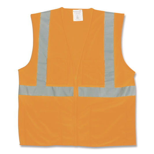 ANSI Class 2 Two-Pocket Zipper Mesh Safety Vest, Polyester Mesh, X-Large, Orange