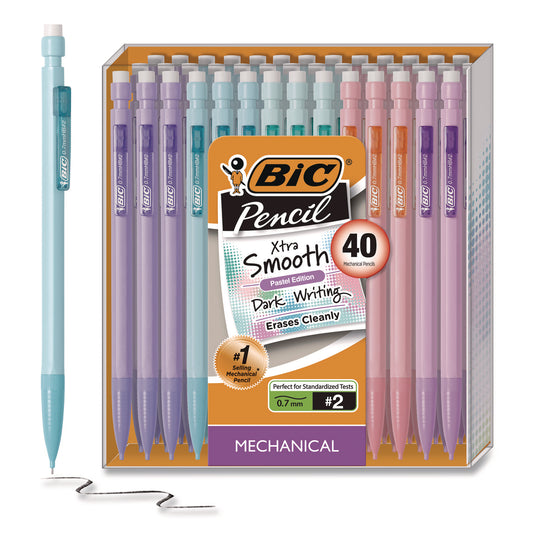 Xtra Smooth Mechanical Pencil, HB #2 Black Lead, Assorted Pastel Color Barrels, 40/Pack