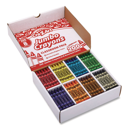 Jumbo Crayons Classpack, Jumbo Size, 8 Assorted Colors, 200/Pack