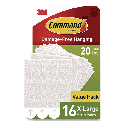Damage-Free Hanging Picture Hanging Strip Pairs, Holds up to 5 lb, White, 16/Pack