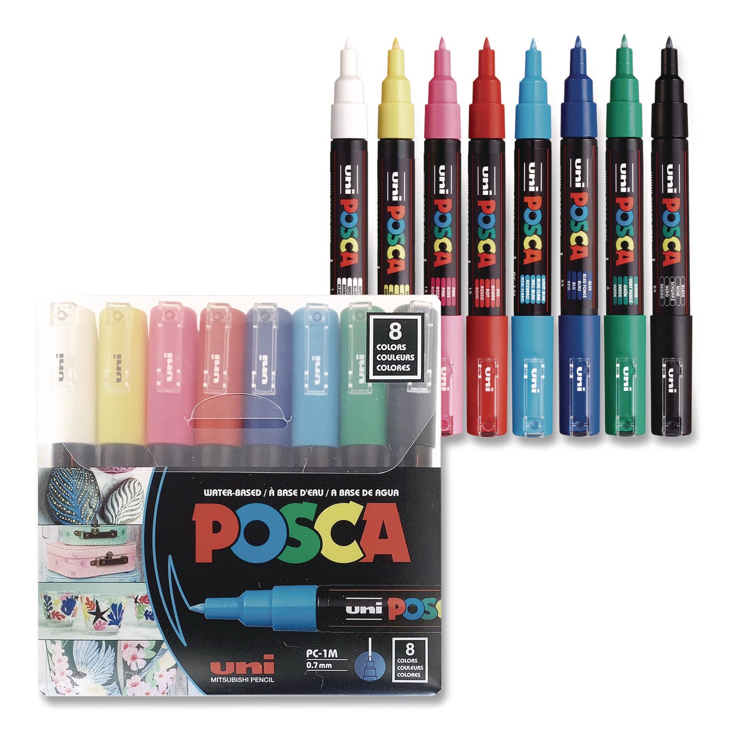 Water-Based Paint Markers, Extra-Fine Bullet Tip, Assorted Colors, 8/Pack