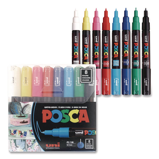 Water-Based Paint Markers, Extra-Fine Bullet Tip, Assorted Colors, 8/Pack