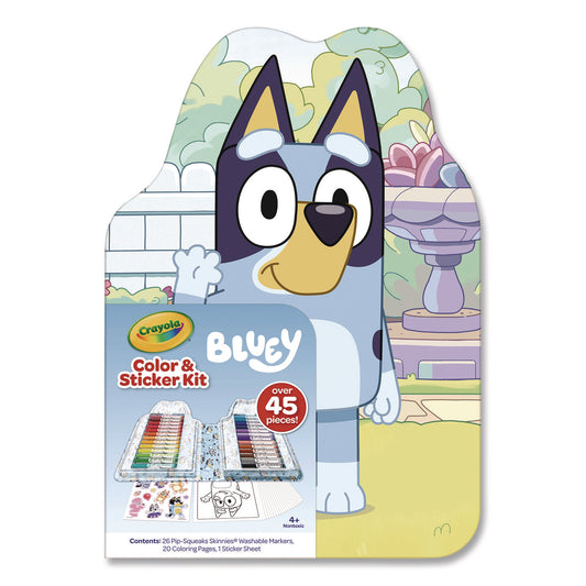 Bluey Color and Sticker Kit, Includes 26 Markers, Ages 5 and Up, 20 Pages