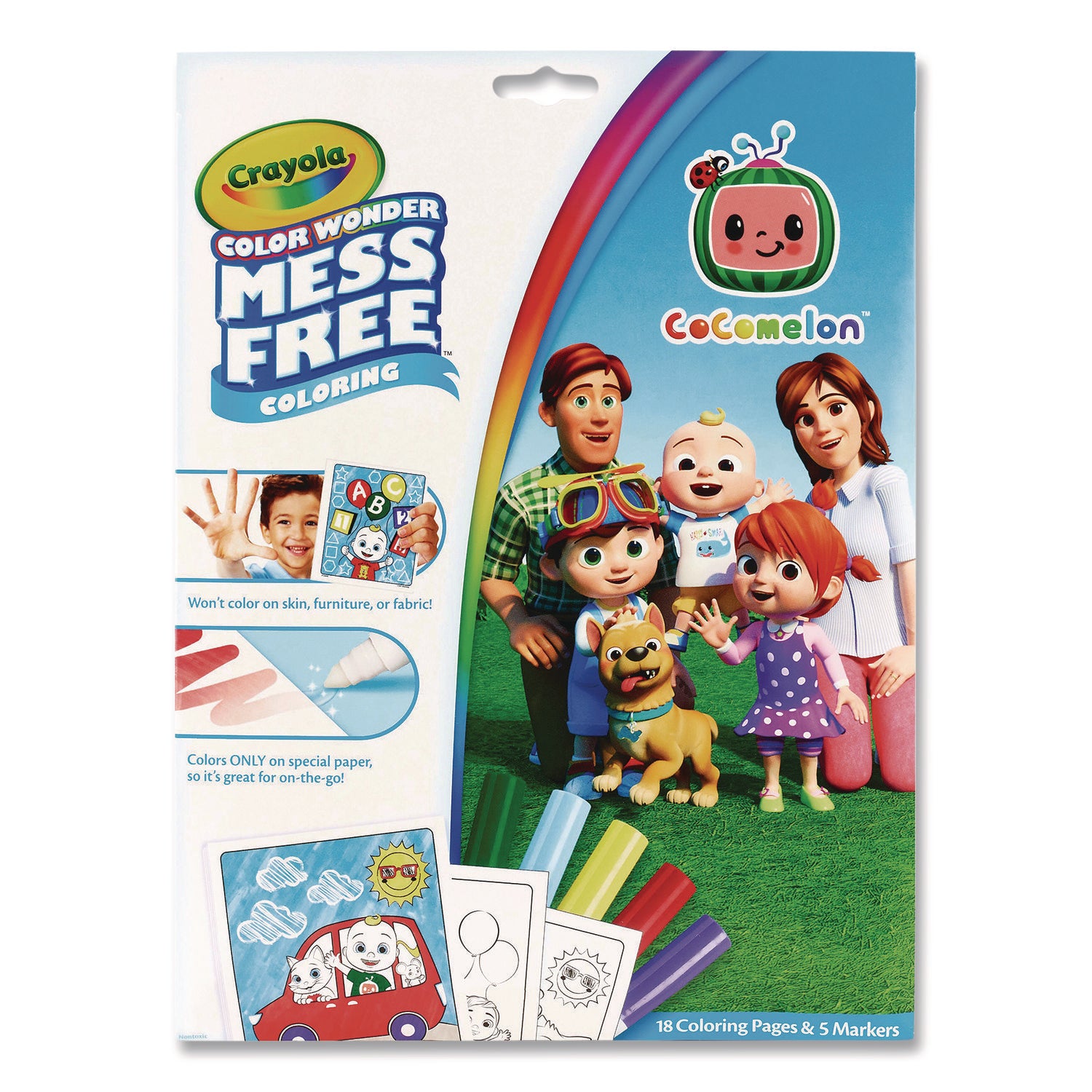Cocomelon Color Wonder Kit, Includes Five Markers, Ages 3 and Up, 18 Pages