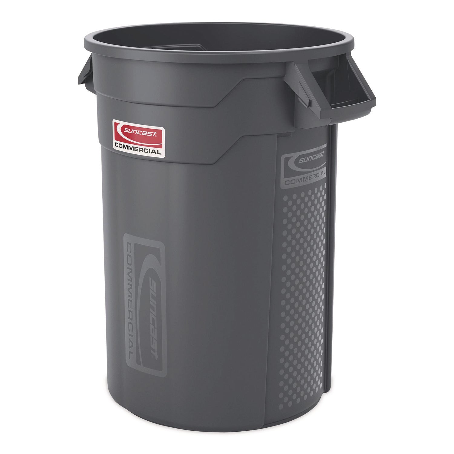 Injection Molded Utility Trash Can, 32 gal, Plastic/Resin, Gray
