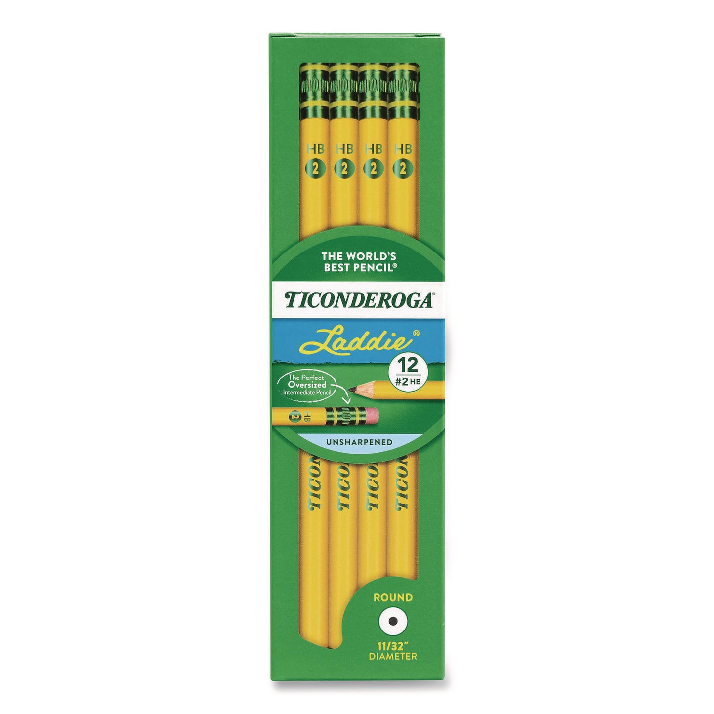 Ticonderoga Laddie Woodcase Pencil with Microban, HB (#2), Black Lead, Yellow Barrel, 12/Pack